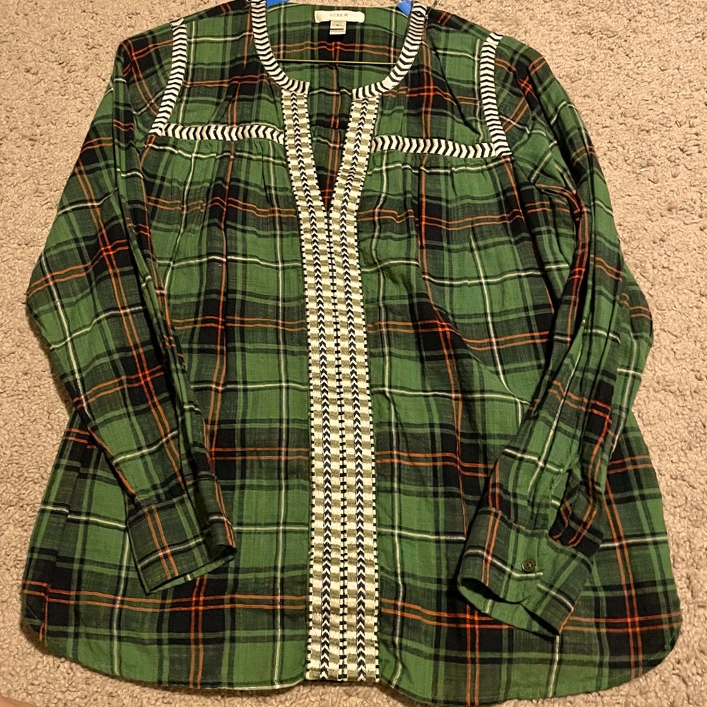 J. CREW GREEN PLAID TOP